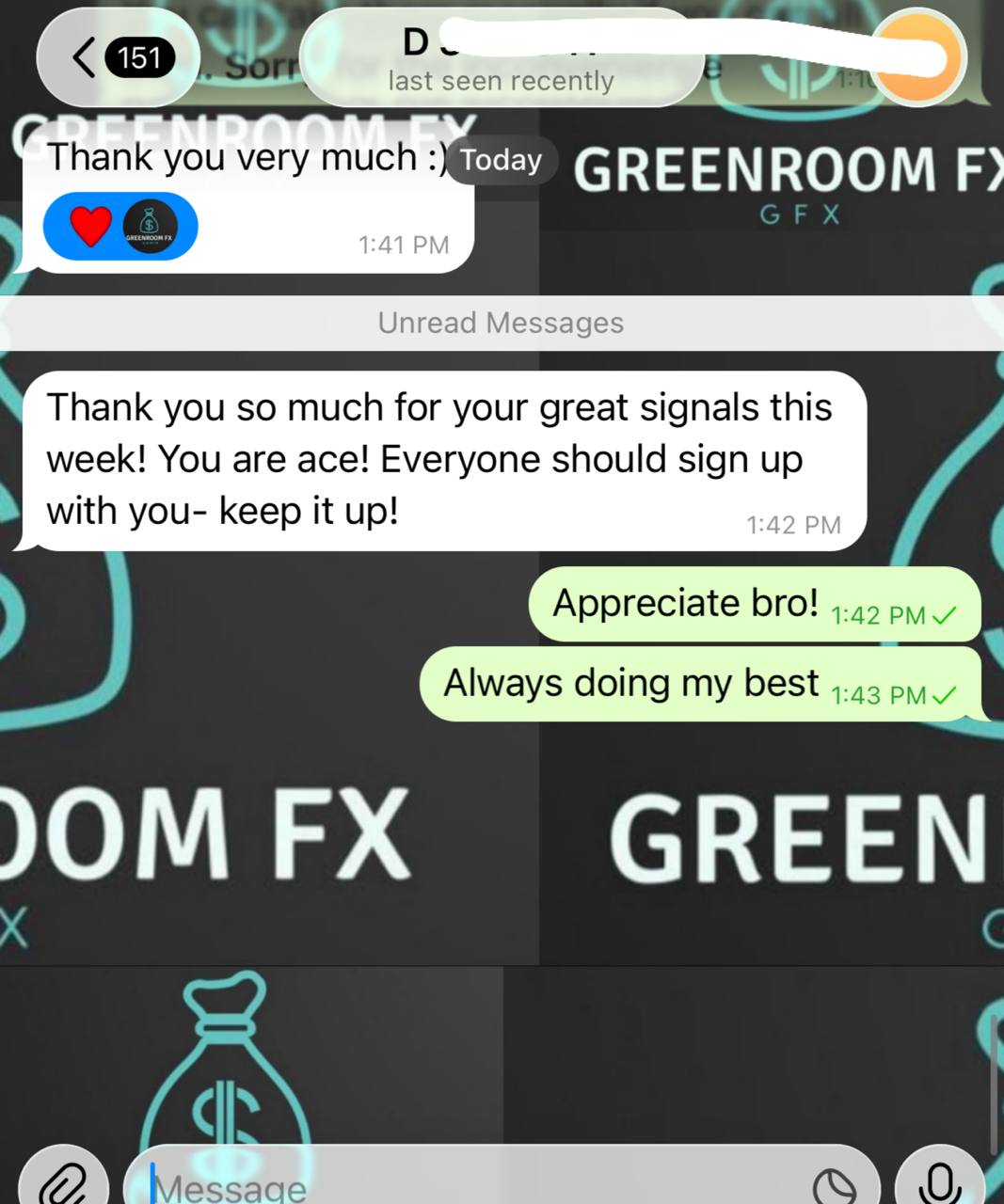 Message shared by Joe: Thank you so much for your great signals this week!
